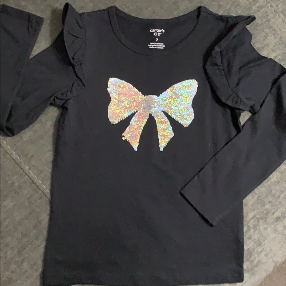 Carters Kid flip sequin ruffle sleeve shirt sz. 7